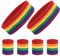LAMEK 6Stk 80er Jahre Schweißbänder Set Neon Stirnband Absorbierendes Sportstirnband mit Regenbogen Armband Pride Party Accessoires für Damen Herren LGBTQ Schwulenparade Karneval