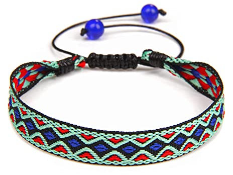 HYXX Bracciale Tibetano, Braccialetto Regolabile Ricamo Bracciali Etnici Multicolor Corda Intrecciata Nero Verde Boemia Fascino Fatto A Mano Braccialetti Tibetani Uomo Donna Regalo