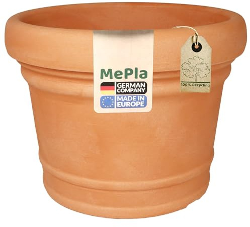 MePla Macetero Monza – Maceta redonda resistente a la intemperie y a los rayos UV – Interior y exterior – Ø 60 cm – Terracota