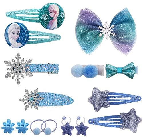 Froze Mädchen Haarschmuck,15 Stück Froze Thema Haarschmuck,Cartoon Haarspange,Kinder Haarschmuck,Karikatur Hair Clips,für Kindertagsgeschenk Kinder Exquisite Cartoon Schleife für Geburtstag Geschenk