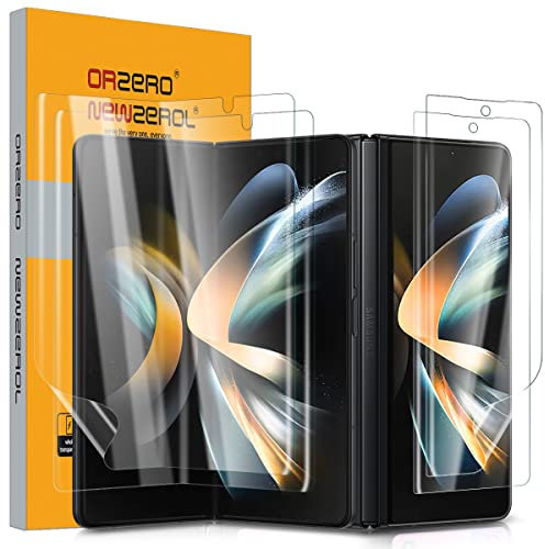 NEWZEROL 4 Pièce Protecteur D'écran Compatible pour Samsung Galaxy Z Fold 4 5G, 2 Pièce intérieur + 2 Pièce Protecteur D'écran Externe, TPU Film Protecteur Anti-Rayures sans Bulles