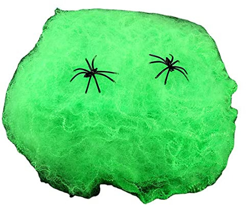 ansu Halloween-Spinnennetz-Dekoration, Spukhaus, schwarz, Party-Dekoration, Zubehör (grün)