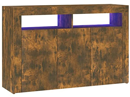vidaXL Sideboard mit LED-Beleuchtung Schrank Anrichte Beistellschrank Kommode Mehrzweckschrank Standschrank Räuchereiche 115,5x30x75cm