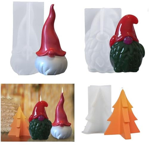 3er-Set Silikonformen Delmkin 3D Weihnachtsmann Kerzenform Epoxidharz Formen DIY Wichtel Figuren Weihnachtsbaum Gießform Für Weihnachten Deko
