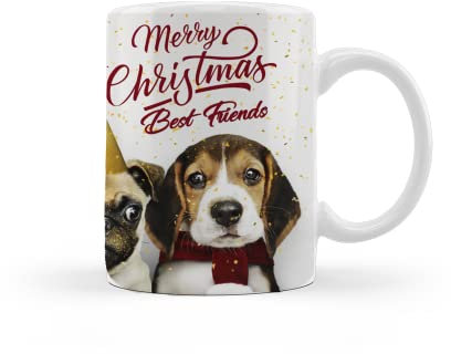 Tazza Mug Natalizia Merry Christmas con amici a quattro zampe (Cani)