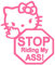 Hello Kitty, Stop Riding ,Pink, Vinyl Decal,Sticker for Cars,Windows,Laptops and More