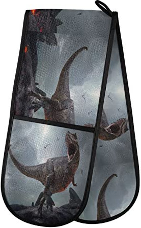 Doppelter Ofenhandschuh Tier Dinosaurier hitzebeständiger Topfhandschuh Grillen Handschuhe Backhandschuhe Kochhandschuhe