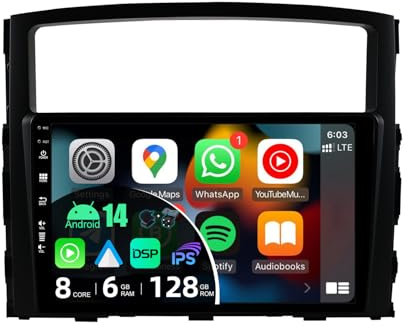 JOYX - 6G+128G - Android 12 IPS Autoradio Passt für Mitsubishi Pajero 4 V80 V90 (2006-2014) - Kabellos CarPlay/Android Auto/DSP - Kamera & MIC - 9 Zoll 2 Din - DAB Lenkradsteuerung Fast-Boot 360-CAM