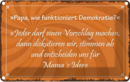 vianmo Blechschild 20x30 cm Papa funktioniert Demokratie Deko Geschenk Metall Schild