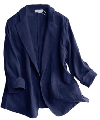 IDEALSANXUN Navy Blue Blazer for Women Denim Blazer for Women Jean Jacket Spring Clothes Summer Outfits 2026, Navy Blue, S