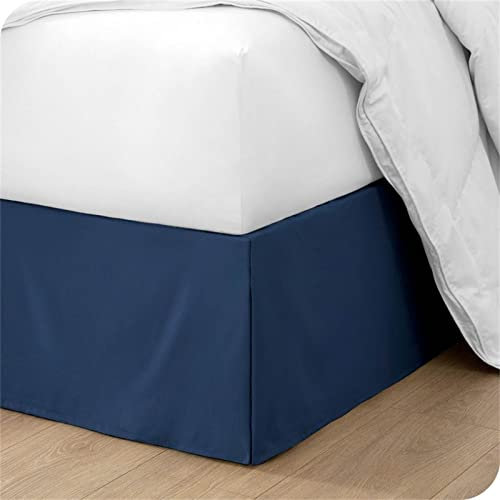 OMIREL Cache-Sommier en Microfibre Douce Brossée Facile d'entretien Jupe de Lit Plissée en Polyester Protège Sommier Textile Qualité Supérieure Premium Belle Et Décorative,Bleu,90 * 200+35cm