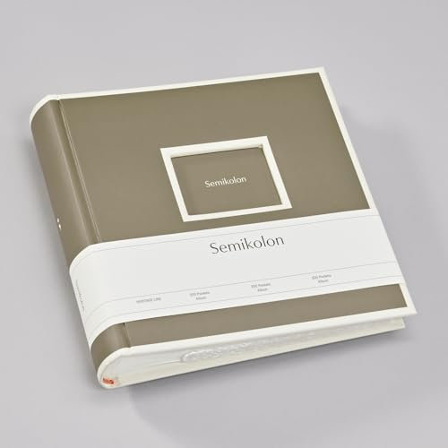 Semikolon 370038 200 Pockets Album - 23 x 22,3 cm - 100 Seiten cremefarben, für 200x 10x15 Fotos - fango beige