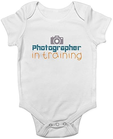 Shopagift Photographer in Training Baby Vest Photo Camera Lens Bodysuit Gift White