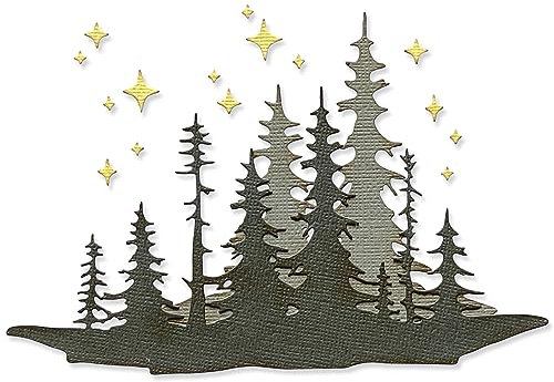 Sizzix Thinlits Stanzformenset Forest Shadows von Tim Holtz | 666334 | Hauchdünne Stanzformen aus Metall für Scrapbooking, Prägen, Journaling, Papier Kunststoff, Wald, One Size