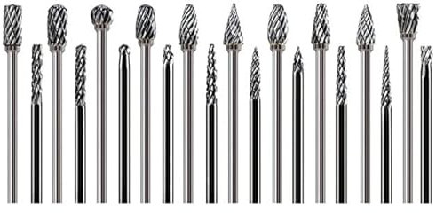 HUVNAREDE Juego de fresas de carburo Compatible con Dremel vástago de 1/8 20 piezas amoladora rotativa herramienta accesorios de brocas para tallado de madera