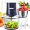Qinkada Food Processors with 2 Bowls, 500W Meat Grinder, Food Chopper Electric, 2 Speed, 2.5L Glass and 2.5L 304 Stainless Steel, 2 Blades, Spatula