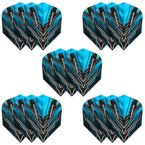 Harrows Supergrip Ultra Dart Flights, 5 x Sets Dart-Flights (insgesamt 15 Flights), 100 Mikron Dart-Flights, Premium-extra stark, hergestellt in Großbritannien, professionelles Dart-Zubehör, blaue