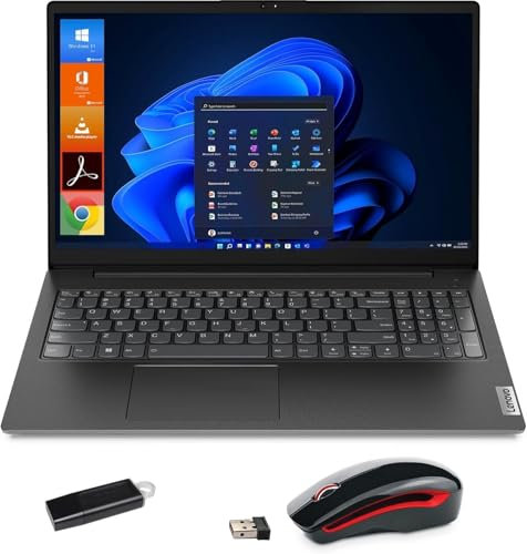 Lenovo Notebook Portatile, 15.6 Full HD, CPU Ryzen 3 7320U, Ram 8GB DDR5, 256GB Ssd NVMe, Windows 11 Pro, Office 2021 Pro Plus, Mouse Wireless + Pendrive USB 32GB, Pronto All'Uso