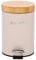 simpa 3L 3 Litre Matt Cream Slim Soft-Closing Pedal Dustbin with Bamboo Lid
