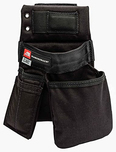 Diamondback Clavo Pouch - Small Tool Pouch with 2 Pockets, 3 Slots & Magnet - Ideal for Tool Belts for Men & Women in Carpentry & Installation - Modular Left-Sided Tool Belt Pouches (Black)