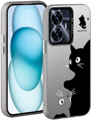 YUXING Funda para Realme C55 - Carcasa Teléfono Móvil Antichoque Delgada Patrón Artístico Fresco Bumper Slim Case Cover (Cat)