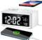 Coraltree Multifunctional Radio Alarm Clock with Wireless Charging - Bluetooth Speaker, Dual Alarm Clock with Snooze, FM Radio, USB Charging Station (Black)