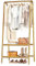 JOISCOPE Robuste Metall-Kleiderständer mit doppelten Regalen für hängende Kleidung Freistehende tragbare Metall-Kleiderständer, 62 L x 35 W x 157.5 H cm Platzsparer, Gold