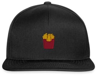 Spreadshirt Stickmotiv Pommes in Rotem Fizzer Beutel Snapback Cap, One Size, Schwarz/Schwarz
