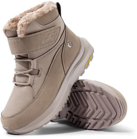 FitVille Bottes d'hiver pour Femme Pieds Larges Chaussures d'hiver Imperméable en Fourrure avec Doublure Chaude et Antidérapantes pour l'extérieur Beige 37 EU Large