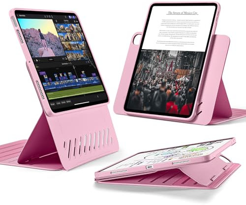 ESR for iPad Air 11 Inch Case (M3, 2025/M2, 2024), iPad Air 6th/5th/4th Generation Case, Removable Magnetic Cover, Adjustable Portrait/Landscape Stand with Raised Screen View, 9 Standing Angles, Pink