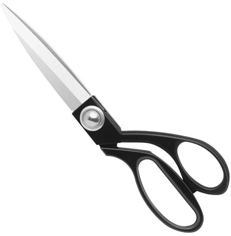 KUONIIY Forbici da sartoria professionali in acciaio inox forbici per tessuto in pelle Dressmaking Schneider Artista studenti Dressmakers nero 20 cm