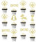 12st Cupcake Topper mit Hundepfoten, Glitzer Cupcake Dekorationen Buchstaben Welpenknochen Mini Pfote Cupcake Picker für Babyparty Geburtstag Jungen Mädchen Kuchen Dessertzubehör