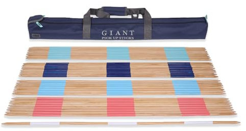 Uber Games - Giant Pick up Sticks - Mikado – 33 x Giant Sticks in 5 colours - 90cm long – Giant Garden Games - Outdoor Family Game for Adults & Kids - FSC Certified Pine - Great for Weddings & Parties