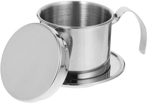 GREENADSCAPE Vietnamesischer Topf aus Edelstahl Kaffeeliebhaber Milchkrug Kaffeetasse Kaffeebecher Tropfkaffeemaschine Kaffee liefert Über den Kaffeefilter gießen Rostfreier Stahl Silver