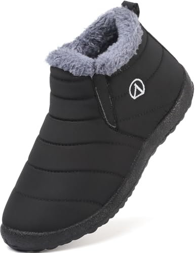 LAZAZAFI Stivali Ragazze Ragazzi Invernali Stivali da Neve Impermeabili Caldo Peluche Bambini Stivaletti All'aperto Antiscivolo Scarpe Trekking Nero 33 EU