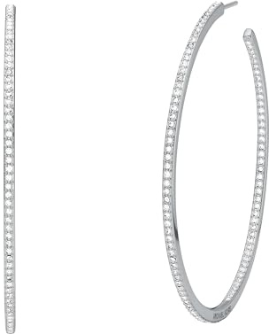 Michael Kors Damen Platiniert Innen Außen Pavé Creolen One Size Messing Kein Edelstein, One Size, Messing, Kein Edelstein