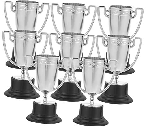 TOYANDONA Kleiner Trophäen Spielzeug 8 Stück Kunststoff Silber Beschichtet Leicht Kompakt Langlebig Kinder Party Auszeichnung Rennspiele