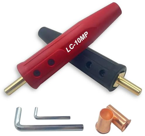 LC-10MP Tapered Machine Plug for Miller Welders, Red & Black (05080 & 05081), Fits Cable Sizes #4-1/0 (25-50mm²), Welding Lead Connectors, Welding Cable Connectors