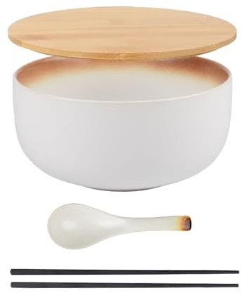 6.5 Inch Ramen Bowl Set Japanese Noodle Bowl with Chopsticks and Spoon Elegant Porcelain Soup Bowl Perfect for Pasta Salad and Desserts Microwave