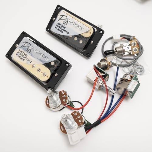ProBucker Alnico Humbucker Tonabnehmer für Gibson Les Paul Pickups Hals und Brücke Pickups mit 4 Core Quick Connect Terminals 2V2T Kabelbaum Push Pull Upgrade (Zebra)
