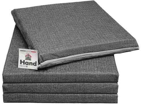 HAND - Set 4 Cuscini Sedie Esterno e Interno Sfoderabili 38x38 cm, Imbottitura Morbida, Cuscini per Sedie da Cucina, Giardino, Patio - Colore Antracite