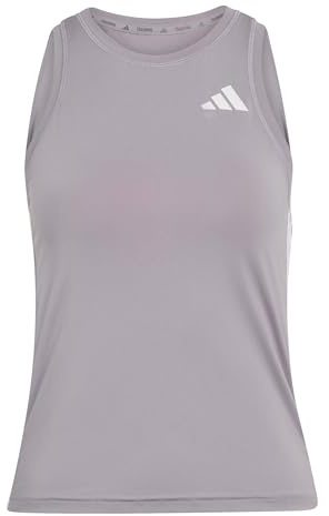 adidas Women's Train Essentials 3-Stripes Workout Tank, preloved fig/White, XS