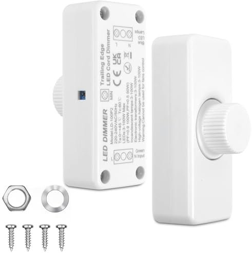Lotvic Dimmer per LED 3-100W, Regolatore Dimmer per 220-240V LED, per Lampadine LED-Dimmerabili, Lampade Alogene, Lampade a Incandescenza