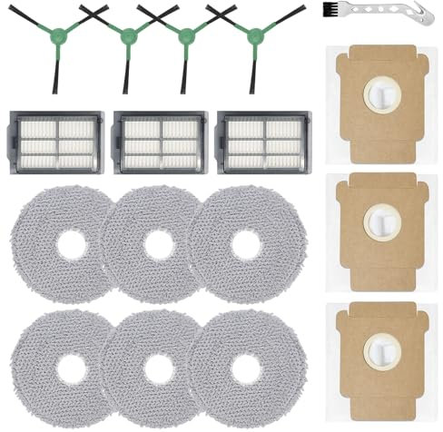 KiimSin Accessori Ricambio per iRobot Roomba Plus 505 Combo/Plus 405 Combo per Robot Aspirapolvere, 6 Panni, 3 Sacchetti Antipolvere, 3 Filtri, 4 Spazzole Laterali