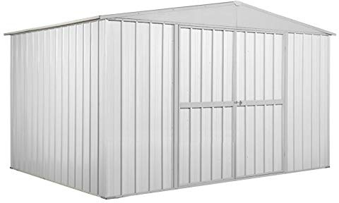 Notek Box in Acciaio Zincato Casetta da Giardino in Lamiera 3.60 x 2.60 m x h2.12 m - 130 kg – 9,1 Metri Quadri (Bianco)