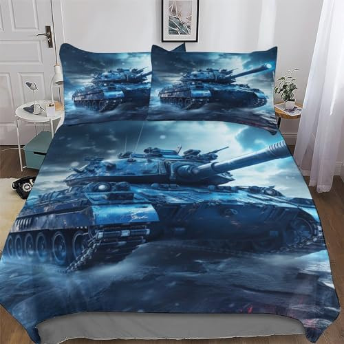 LTTTT Panzer Bettwäsche Angenehme Bettbezüge, Mikrofaser Bettdeckenbezug, Für Jungen Mädchen 2teilig Bettbezug + Kissenbezug Single(135x200cm)
