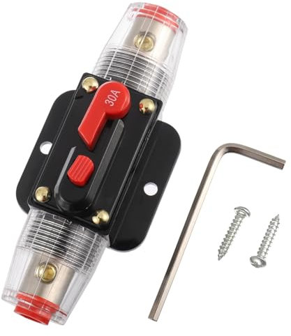 BOJACK Porte-Fusible de réinitialisation de disjoncteur en ligne 30A, Porte-fusible de réinitialisation manuelle 12V-24V DC pour la protection du système audio de bateau