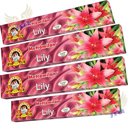 METRO MILAN LILY Large INCENSE STICK - Flavour for Prayer & Pooja 4 PACKs,Total 72 STICKs (18 STICKs in Each Pack) - (Same Day Dispatch)