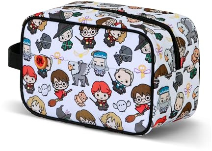 Trousse de Toilette Harry Potter Chibi Multicolore 25x16x13 cm | Grande capacité avec poignée latérale, double poche, tirettes 9¾ et organisateur de toilette unisexe