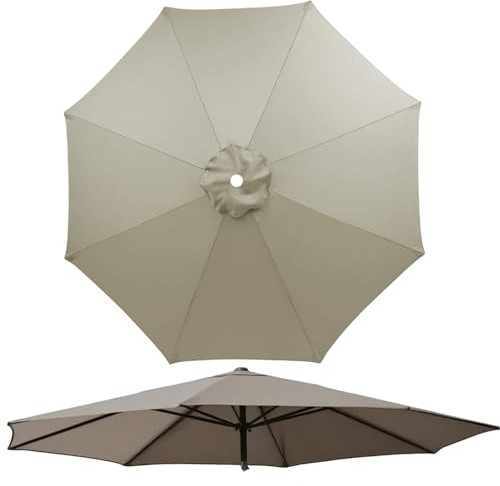 Housse de Rechange pour Parasol de Terrasse 6/8 Baleines, Auvent de Parapluie Ronde 2.0 m, 3.0 m, 4.0 m, Toile de Parapluie d'extérieur pour Jardin, Piscine, Anti-UV(Taupe,8 Baleines 230cm)